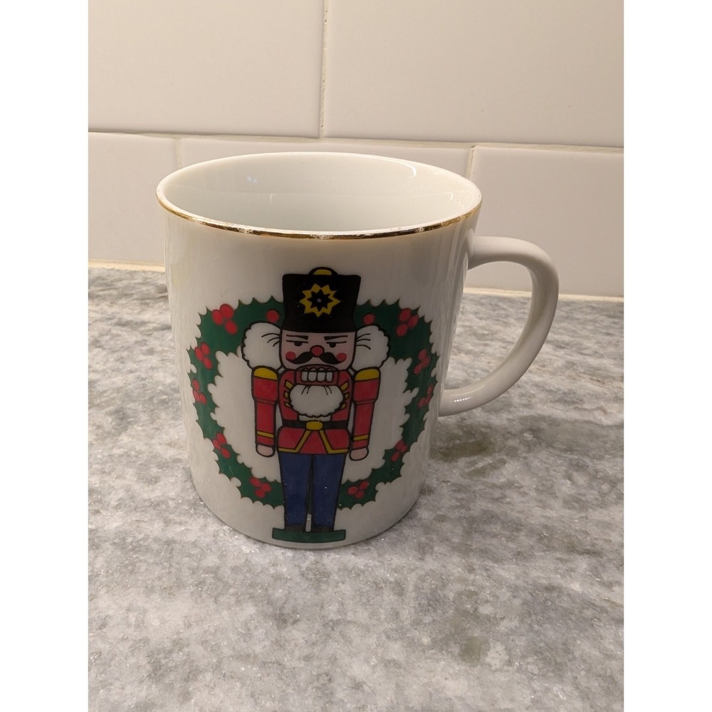 Vintage Porcelain Nutcracker Christmas Mug, Made In Japan